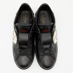 Pre Owned Valentino Black Leather Undercover Jun Takahashi Open Low Top Sneakers Size 45
