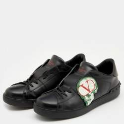 Pre Owned Valentino Black Leather Undercover Jun Takahashi Open Low Top Sneakers Size 45