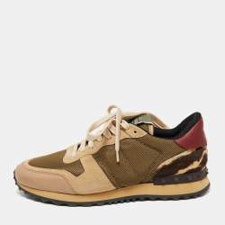 Valentino Multicolor Mesh And Leather Rockrunner Low Top Sneakers Size 40