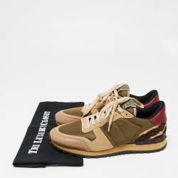 Valentino Multicolor Mesh And Leather Rockrunner Low Top Sneakers Size 40