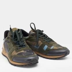 Valentino Multicolor Camouflage Suede And Canvas Rockrunner Low Top Sneakers Size 42