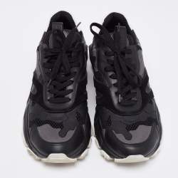 Pre Owned Valentino Black Leather And Suede Bounce Sneakers Size 43