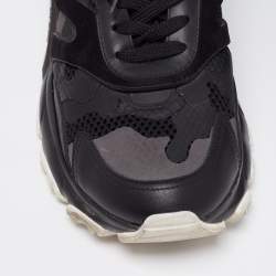 Pre Owned Valentino Black Leather And Suede Bounce Sneakers Size 43
