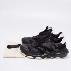 Pre Owned Valentino Black Leather And Suede Bounce Sneakers Size 43