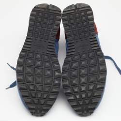 Pre Owned Valentino Tricolor Suede And Leather Rockrunner Low Top Sneakers Size 45 