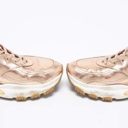 Valentino Metallic Gold Leather Bounce Low Top Sneakers Size 41
