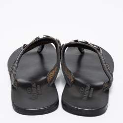 Valentino Black Leather V Logo Thong Sandals Size 40 