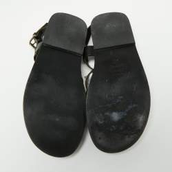 Pre Owned Valentino Black Leather Rockstud Strappy Flat Sandals Size 41