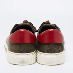 Pre Owned Valentino Green Camouflage Print Wool And Rubber Cap Toe Low Top Sneakers Size 42