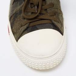 Pre Owned Valentino Green Camouflage Print Wool And Rubber Cap Toe Low Top Sneakers Size 42