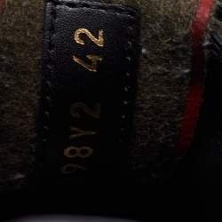 Pre Owned Valentino Green Camouflage Print Wool And Rubber Cap Toe Low Top Sneakers Size 42