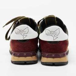 Valentino Multicolor Camouflage Print Canvas, Leather and Suede Rockrunner Low-Top Sneakers Size 40