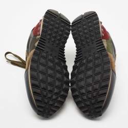 Valentino Multicolor Camouflage Print Canvas, Leather and Suede Rockrunner Low-Top Sneakers Size 40