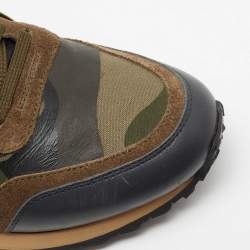Valentino Multicolor Camouflage Print Canvas, Leather and Suede Rockrunner Low-Top Sneakers Size 40
