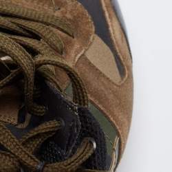 Pre Owned Valentino Multicolor Comflouge Print Canvas And Suede Sneakers Size 40.5