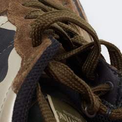 Pre Owned Valentino Multicolor Comflouge Print Canvas And Suede Sneakers Size 40.5