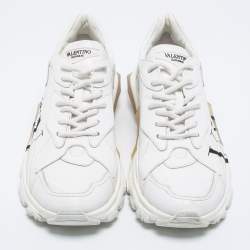 Valentino White Leather VLTN Bounce Low Top Sneakers Size 40
