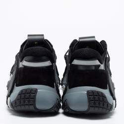 Pre Owned Valentino Black/Grey Fabric and Suede VLTN Wod Low Top Sneakers Size 39