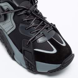 Pre Owned Valentino Black/Grey Fabric and Suede VLTN Wod Low Top Sneakers Size 39