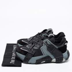 Pre Owned Valentino Black/Grey Fabric and Suede VLTN Wod Low Top Sneakers Size 39