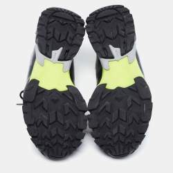Valentino Black/Neon Green Leather and Mesh Climber Low-Top Sneakers Size 39