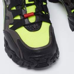 Valentino Black/Neon Green Leather and Mesh Climber Low-Top Sneakers Size 39