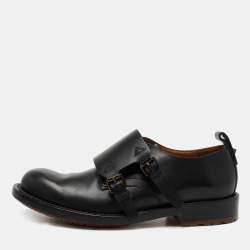 Valentino Black Leather Hard Walk Monk Strap Derby Size 40.5