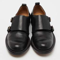 Valentino Black Leather Hard Walk Monk Strap Derby Size 40.5