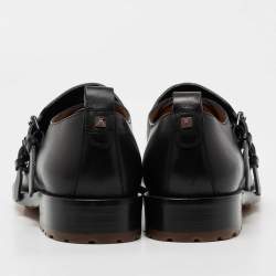 Valentino Black Leather Hard Walk Monk Strap Derby Size 40.5