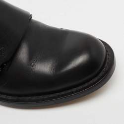 Valentino Black Leather Hard Walk Monk Strap Derby Size 40.5
