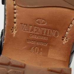 Valentino Black Leather Hard Walk Monk Strap Derby Size 40.5