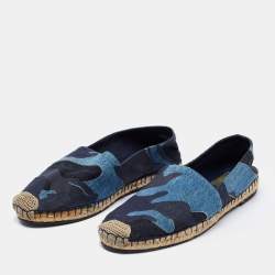 Valentino Blue Camouflage Canvas Espadrilles Flats Size 41