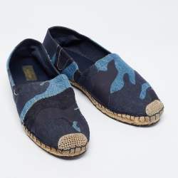 Valentino Blue Camouflage Canvas Espadrilles Flats Size 41