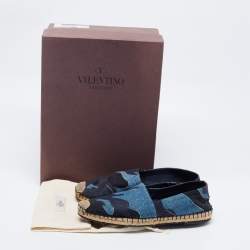 Valentino Blue Camouflage Canvas Espadrilles Flats Size 41