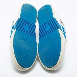 Pre Owned Valentino White/Blue Leather Paneled Sneakers Size 45