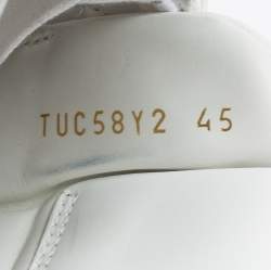 Pre Owned Valentino White/Blue Leather Paneled Sneakers Size 45