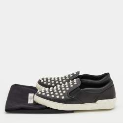 Valentino Black Leather Rockstud Slip On Sneakers Size 43