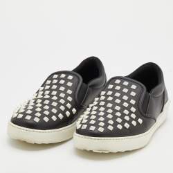 Valentino Black Leather Rockstud Slip On Sneakers Size 43