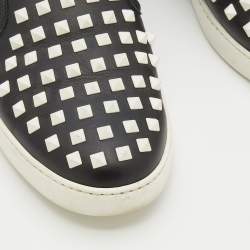 Valentino Black Leather Rockstud Slip On Sneakers Size 43