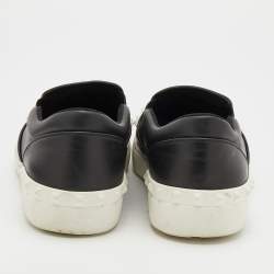 Valentino Black Leather Rockstud Slip On Sneakers Size 43