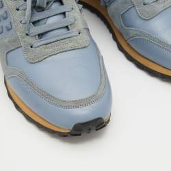 Valentino Light Blue Suede And Leather Rockstud Low Top Sneakers Size 41
