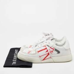 Pre Owned Valentino White/Grey Suede And Leather Lace Up Sneakers Size 41