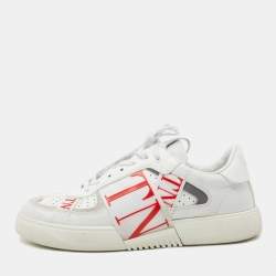 Pre Owned Valentino White/Grey Suede And Leather Lace Up Sneakers Size 41