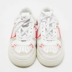 Pre Owned Valentino White/Grey Suede And Leather Lace Up Sneakers Size 41