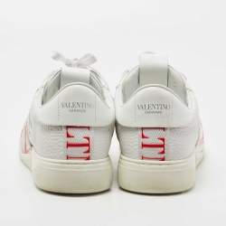 Pre Owned Valentino White/Grey Suede And Leather Lace Up Sneakers Size 41