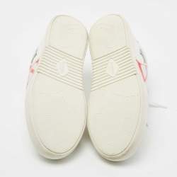 Pre Owned Valentino White/Grey Suede And Leather Lace Up Sneakers Size 41