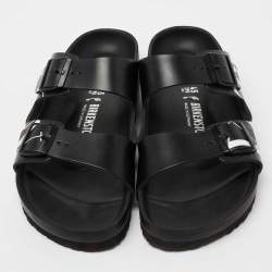 Pre Owned Valentino x Birkenstock Black Leather Flat Slides Size 45