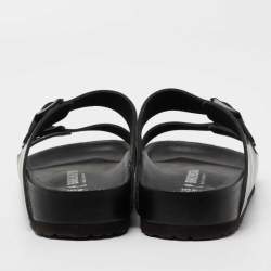 Pre Owned Valentino x Birkenstock Black Leather Flat Slides Size 45