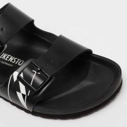 Pre Owned Valentino x Birkenstock Black Leather Flat Slides Size 45
