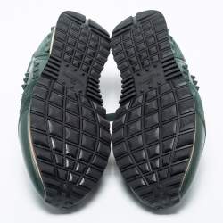 Valentino Green Leather and Suede Rockrunner Lace Up  Sneakers Size 42